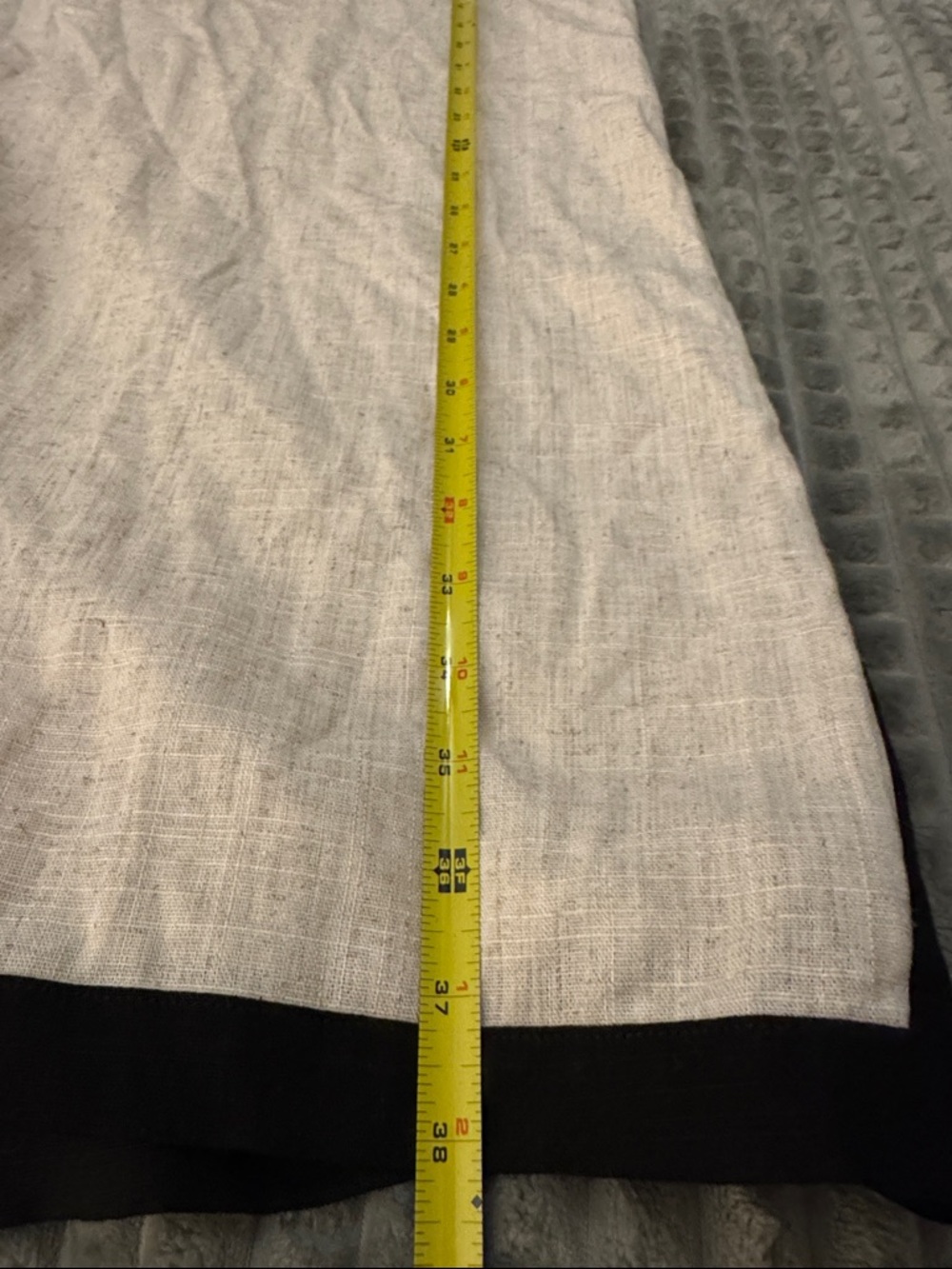 Anthropologie- Paper Heart Neutral Beige linen blend Maxi Skirt with Black Trim - Picture 10 of 11